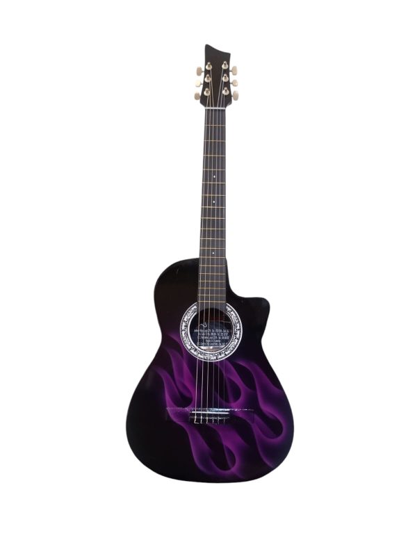 Guitarra Flamas Moradas Cutaway.